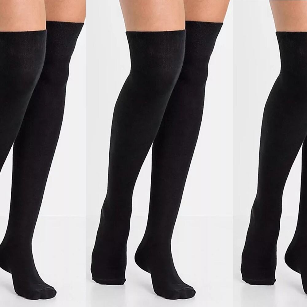 Lot of 3 pairs JouJou Knee High Socks for Women, Black - Size 9-11, NEW